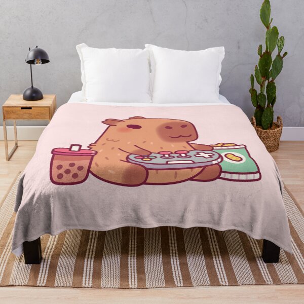 Item preview, Cute Capybara Playing Video Games With Boba And Chips designed and sold by rustydoodle.