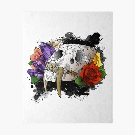 Premium Vector | Tattoo and t shirt design sabertooth tiger skull and rose  in square border frame premium