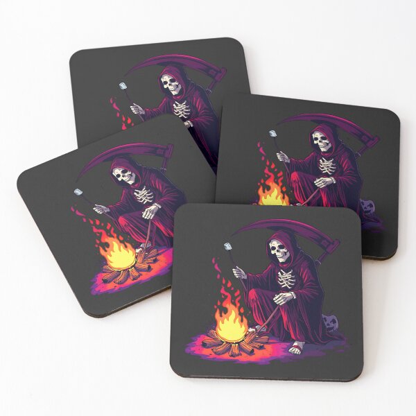 Item preview, Grim Reaper Roasting Marshmallows | Halloween Beach Campfire Artwork designed and sold by ColorSplash123.