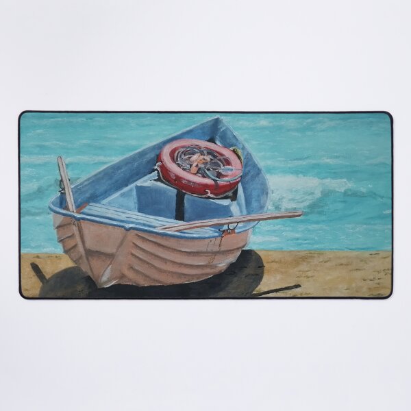 Item preview, fishing boat, sea, shore, designed and sold by DonnaBlankaArt.