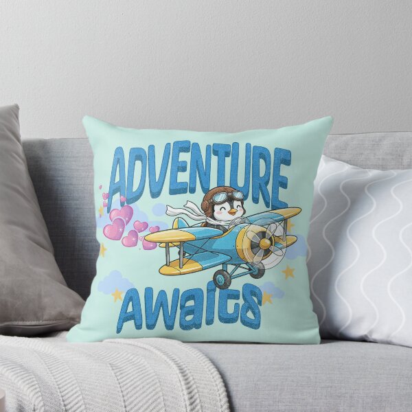Item preview, Adventure Awaits – Penguin Pilot in Heart Trail Sky designed and sold by AwesomeBeyondLimits.