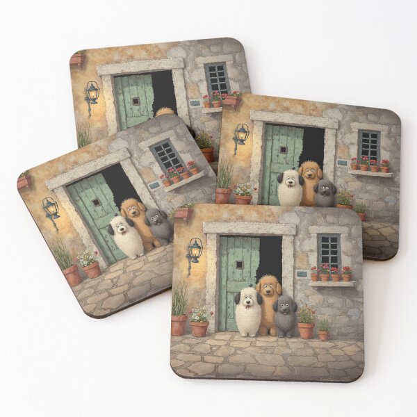 Item preview, Three Dogs Waiting at the Rustic Door designed and sold by Whimsical Hug.