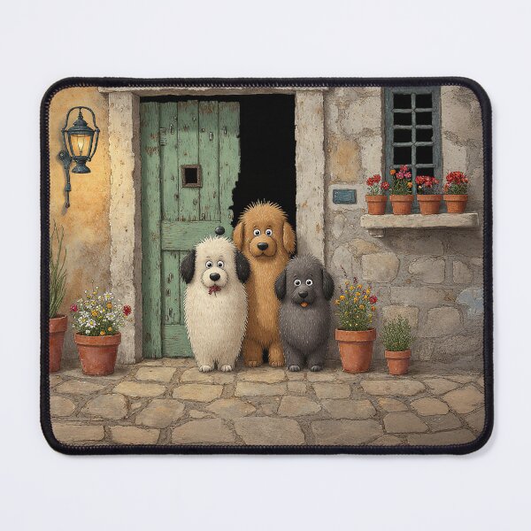 Item preview, Three Dogs Waiting at the Rustic Door designed and sold by Whimsical Hug.