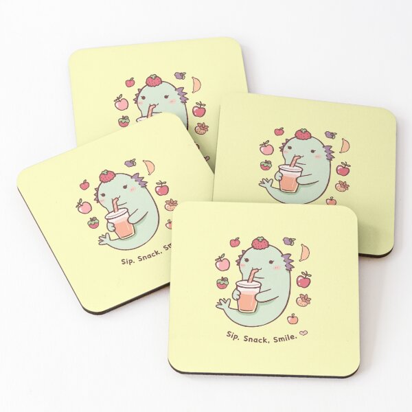Item preview, Sip Snack Smile, Cute Kawaii Axolotl with Fruits & Juice Art designed and sold by Moon's Arts.