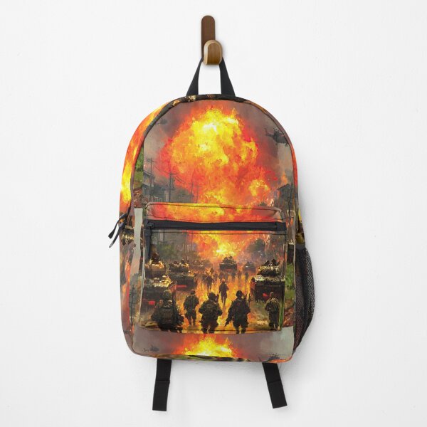 Item preview, Squad of soldiers running down a street towards explosion. designed and sold by Piotrek0001.
