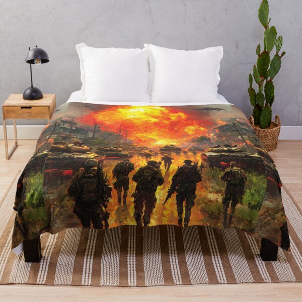 Item preview, Squad of soldiers running down a street towards explosion. designed and sold by Piotrek0001.