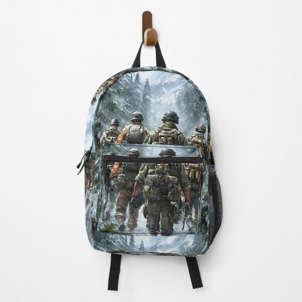 Item preview, Soldiers in winter camouflage trek through a snowy forest. designed and sold by Piotrek0001.