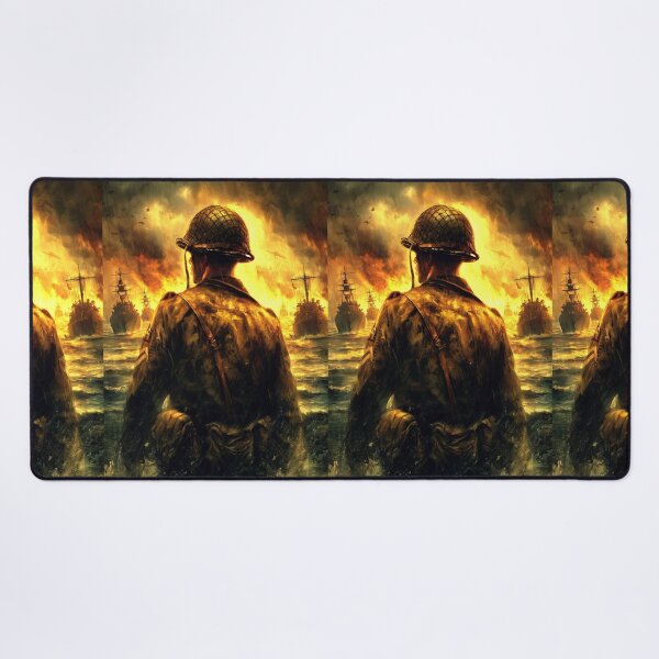 Item preview, A lone soldier watches a naval fleet during battle. designed and sold by Piotrek0001.