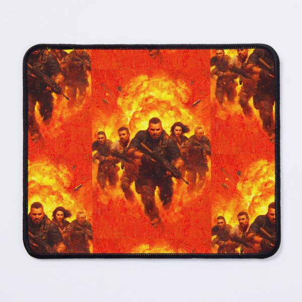 Item preview, Group of commandos runs from a massive fiery explosion. designed and sold by Piotrek0001.