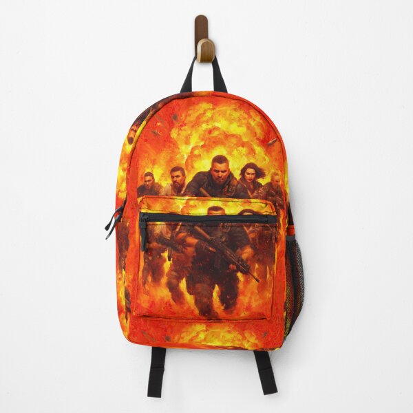 Item preview, Group of commandos runs from a massive fiery explosion. designed and sold by Piotrek0001.
