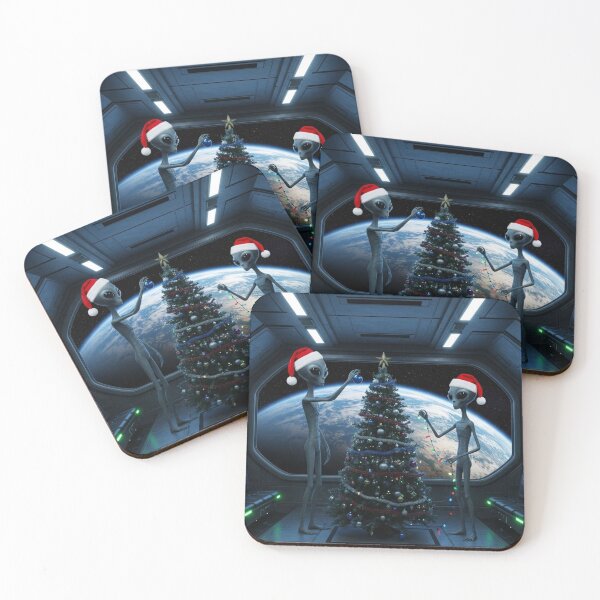 Item preview, Aliens Decorating a Christmas Tree in Space designed and sold by OLOstudio.