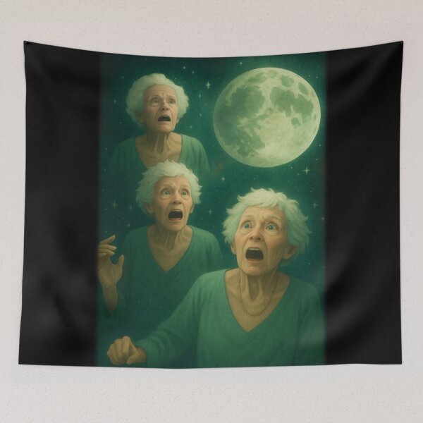 Item preview, Three Granny Moon 3 Old Ladys Retro Howling Cursed Meme designed and sold by Georgiodaccache.