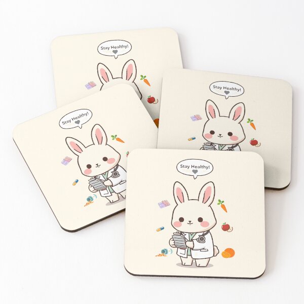 Item preview, Stay Healthy – Cute Rabbit Doctor Balancing Fruits and Medicine designed and sold by Moon's Arts.