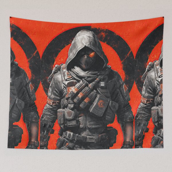 Item preview, Futuristic hooded agent with a glowing red cybernetic eye. designed and sold by Piotrek0001.