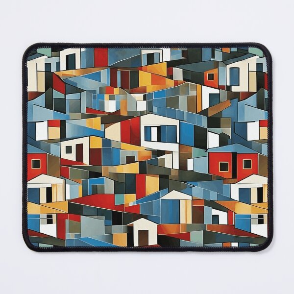 Item preview, Abstract Cubistic Pattern of Colorful Houses | Abstract Art | Cubism | Color Art designed and sold by UnhingedBird.