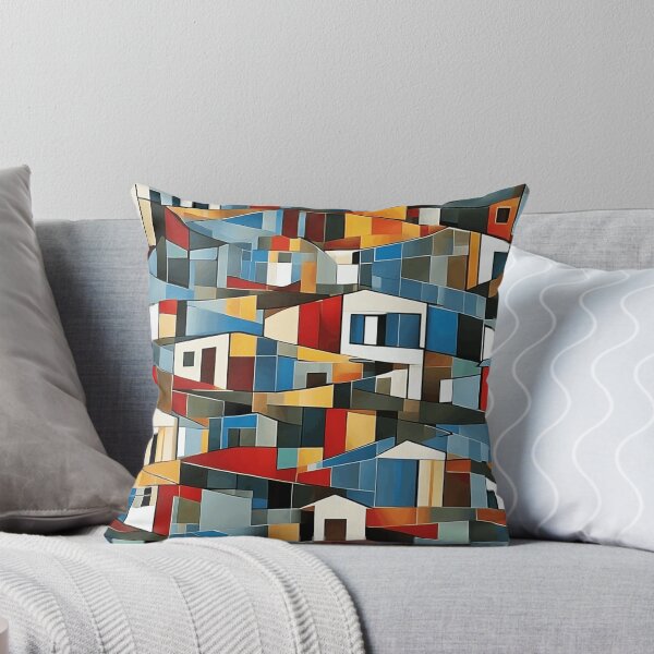 Item preview, Abstract Cubistic Pattern of Colorful Houses | Abstract Art | Cubism | Color Art designed and sold by UnhingedBird.