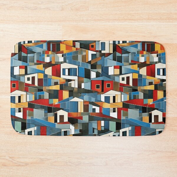 Item preview, Abstract Cubistic Pattern of Colorful Houses | Abstract Art | Cubism | Color Art designed and sold by UnhingedBird.