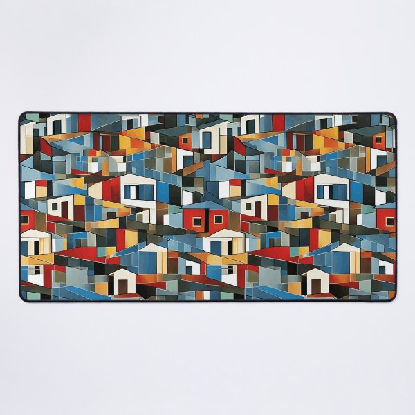 Item preview, Abstract Cubistic Pattern of Colorful Houses | Abstract Art | Cubism | Color Art designed and sold by UnhingedBird.