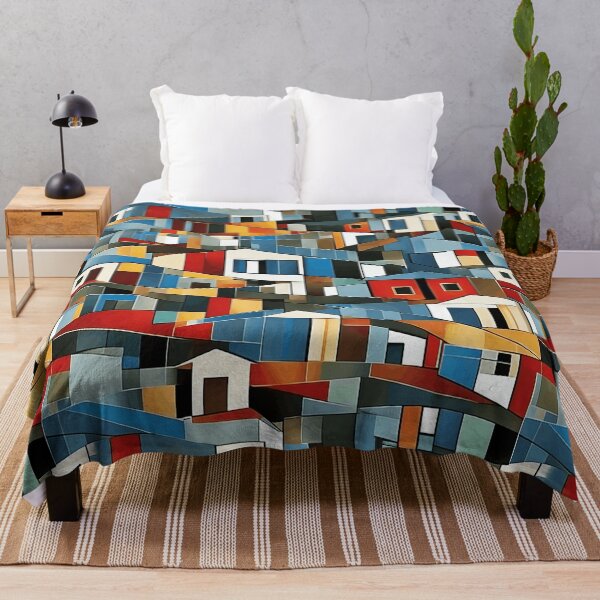Item preview, Abstract Cubistic Pattern of Colorful Houses | Abstract Art | Cubism | Color Art designed and sold by UnhingedBird.