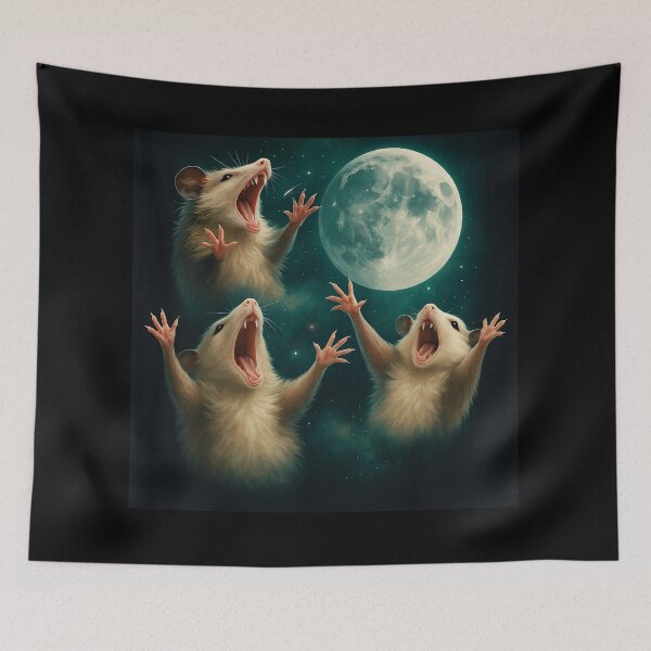 Item preview, Three Possum Moon 3 Opossum Retro Howling Cursed Meme designed and sold by Georgiodaccache.