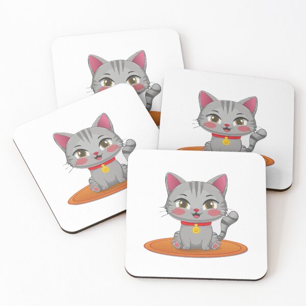Item preview, cute cat smiling sitting on an orange mat designed and sold by xeondesign.