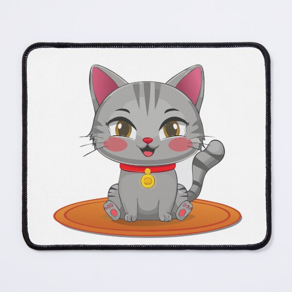 Item preview, cute cat smiling sitting on an orange mat designed and sold by xeondesign.