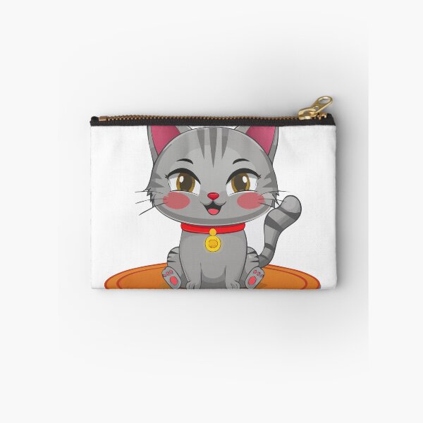 Item preview, cute cat smiling sitting on an orange mat designed and sold by xeondesign.