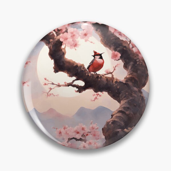 Item preview, Early Spring in Japan: Bird on Sakura Tree | Japanese Style designed and sold by UnhingedBird.