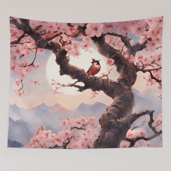 Item preview, Early Spring in Japan: Bird on Sakura Tree | Japanese Style designed and sold by UnhingedBird.