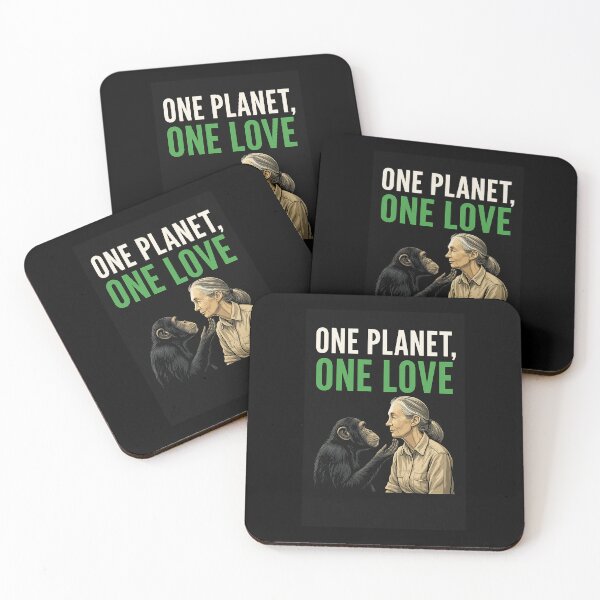 Item preview, One Planet, One Love – Jane Goodall Chimpanzee Environmental Art designed and sold by LoaiArt.