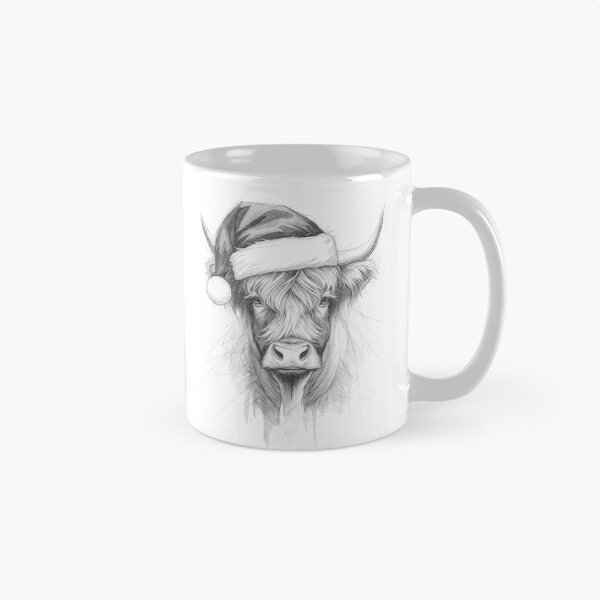 Item preview, Christmas Highland Cow Sketch designed and sold by Leon Woods Pencil Art.