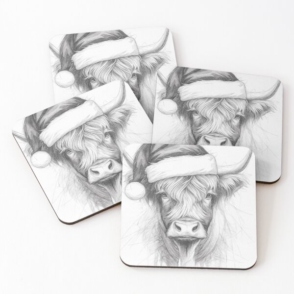 Item preview, Christmas Highland Cow Sketch designed and sold by Leon Woods Pencil Art.