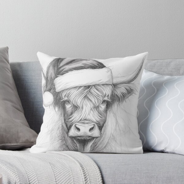Item preview, Christmas Highland Cow Sketch designed and sold by Leon Woods Pencil Art.