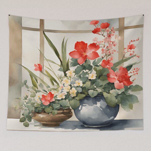 Item preview, Flowers by the Window Watercolor Painting | Flower Art | Watercolor Art | Gift for Art Lover | Gift for Flower Lover designed and sold by UnhingedBird.