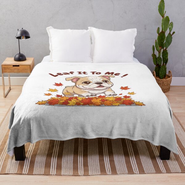 Item preview, Leaf It To Me English Bulldog Dog Running in Fall Leaves Cute Autumn designed and sold by The Real Life Symphony.