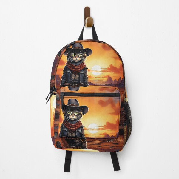Item preview, Wild West Cat Cowboy Walking in the Sunset | Cat Art designed and sold by UnhingedBird.