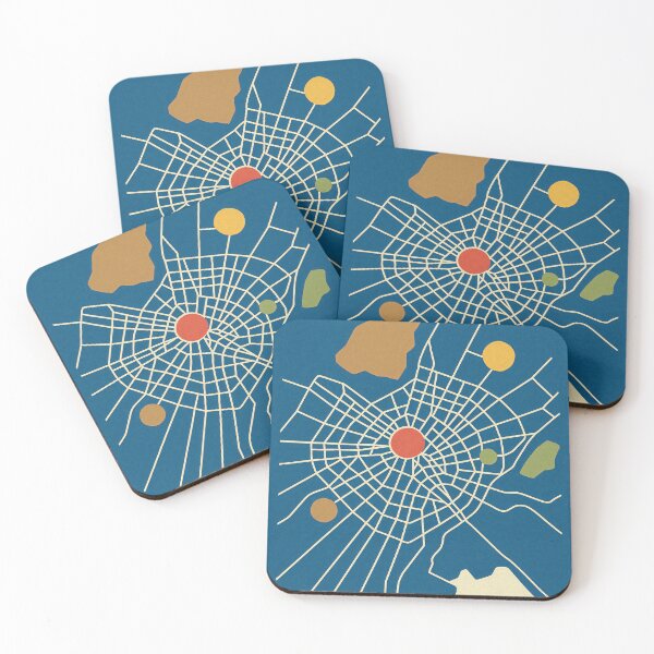 Item preview, Abstract Map of Athens - Topaz Blue designed and sold by Pink & California.