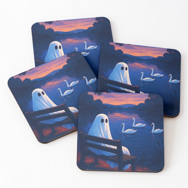 Item preview, Ghost by the Swan Lake – Eerie Sunset Serenity designed and sold by EmeraldeaArt.