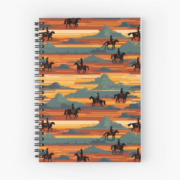 Item preview, Wild West Cowboy Riders in the Desert Pixel Art Pattern | Retro Aesthetic designed and sold by UnhingedBird.