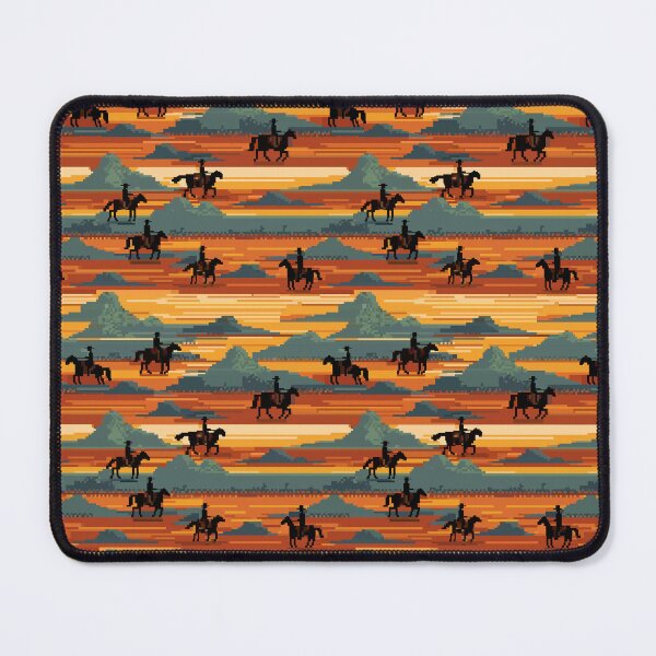 Item preview, Wild West Cowboy Riders in the Desert Pixel Art Pattern | Retro Aesthetic designed and sold by UnhingedBird.
