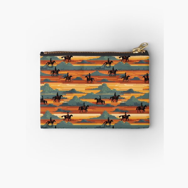 Item preview, Wild West Cowboy Riders in the Desert Pixel Art Pattern | Retro Aesthetic designed and sold by UnhingedBird.