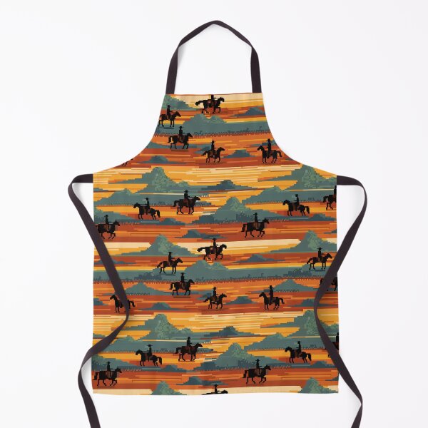 Item preview, Wild West Cowboy Riders in the Desert Pixel Art Pattern | Retro Aesthetic designed and sold by UnhingedBird.