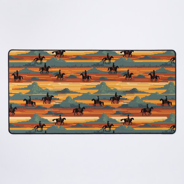 Item preview, Wild West Cowboy Riders in the Desert Pixel Art Pattern | Retro Aesthetic designed and sold by UnhingedBird.