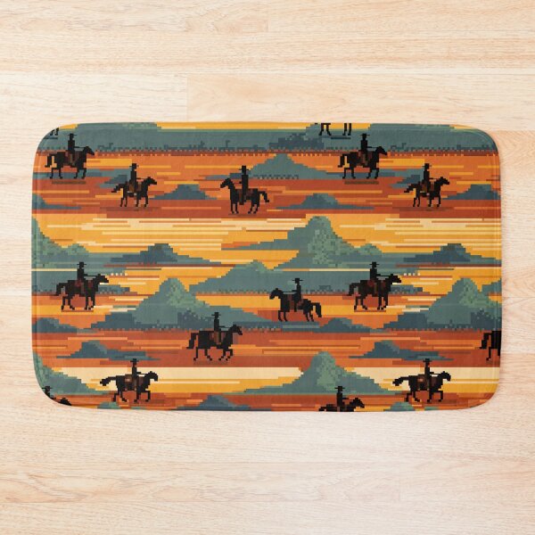 Item preview, Wild West Cowboy Riders in the Desert Pixel Art Pattern | Retro Aesthetic designed and sold by UnhingedBird.