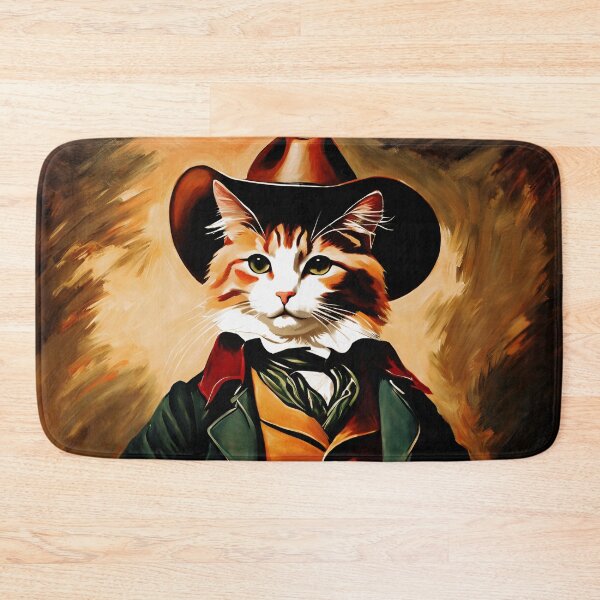 Item preview, Vintage Cat Art: Cat Cowboy Portrait | Animal Art | Cat Art | Cat Oil Painting designed and sold by UnhingedBird.