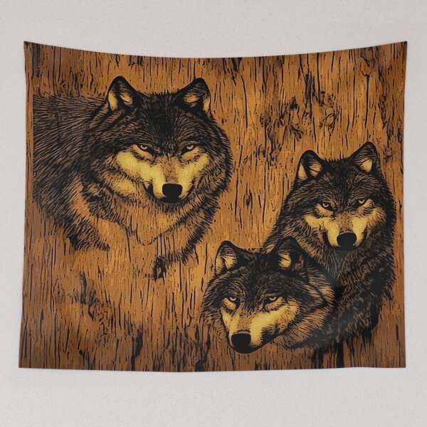 Item preview, Rustic Wolf Illustration on Wood Grain Background | Wood Art | Wood Burning | Animal Art | Animal Drawing designed and sold by UnhingedBird.