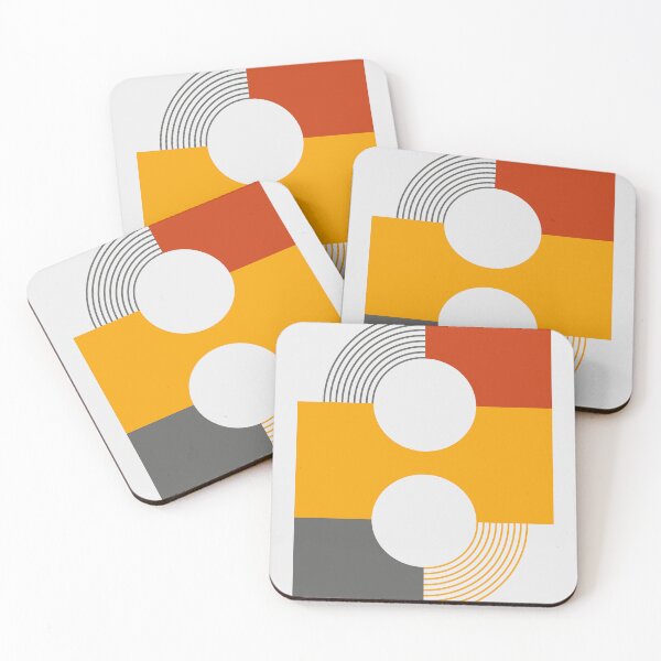 Item preview, Bauhaus Geometric Design with Red Black Orange Circles and Squares designed and sold by KMA Home Design.
