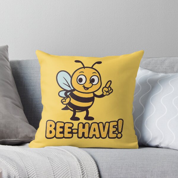 Aperçu de l'œuvre Bee-Have! | Cute Cartoon Bee Pun Design créée et vendue par Bratak.