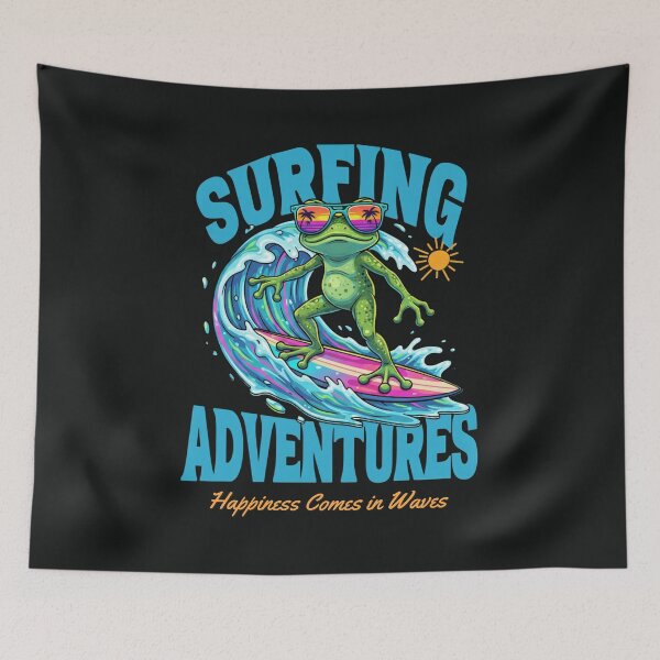 Item preview, Surfing Adventures – Tropical Frog Ride with Sunny Vibes designed and sold by AwesomeBeyondLimits.