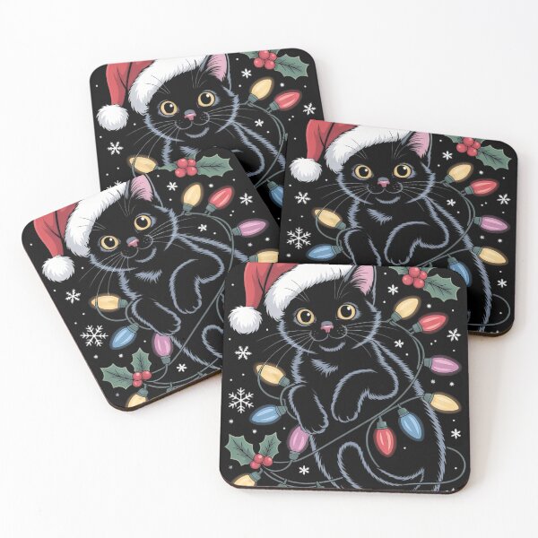 Item preview, Black Cat Christmas Lights Funny Cat Lover Xmas Santa Claus designed and sold by vespira-motion.